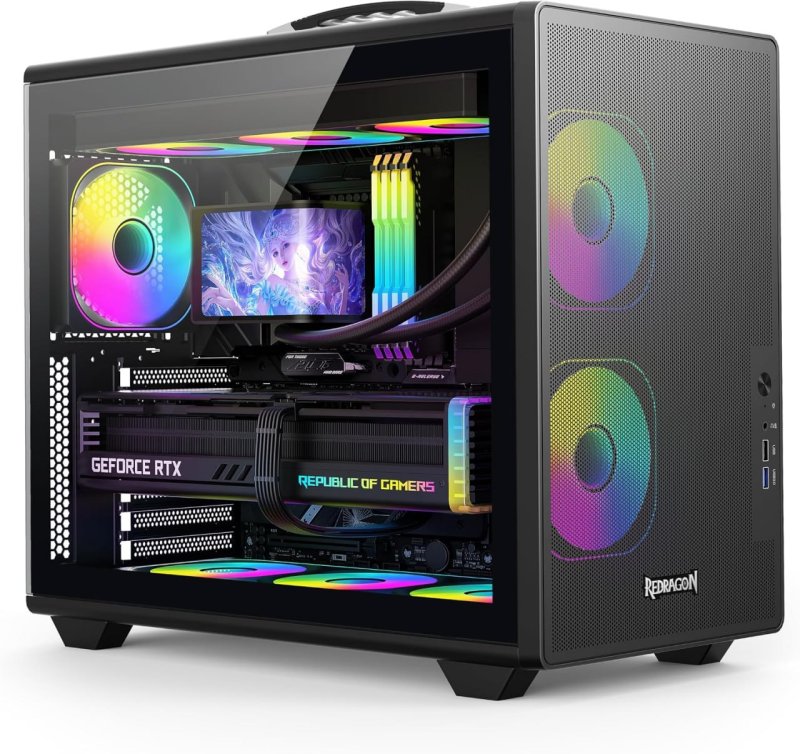 Gabinete Gamer Redragon Magic Box Preto ATX Compacto Sem Fans Painel Frontal Mesh USB 3.0