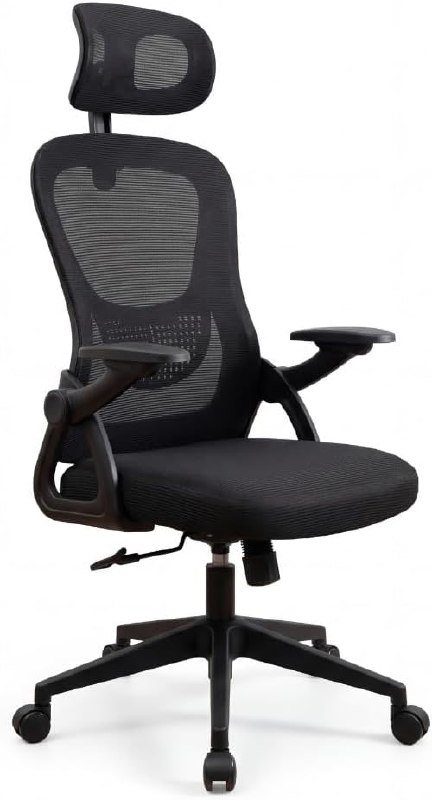 Cadeira de Escritório Astrella Nova Preta Ergonômica com Apoio de Cabeça e Braços 2D Articulados