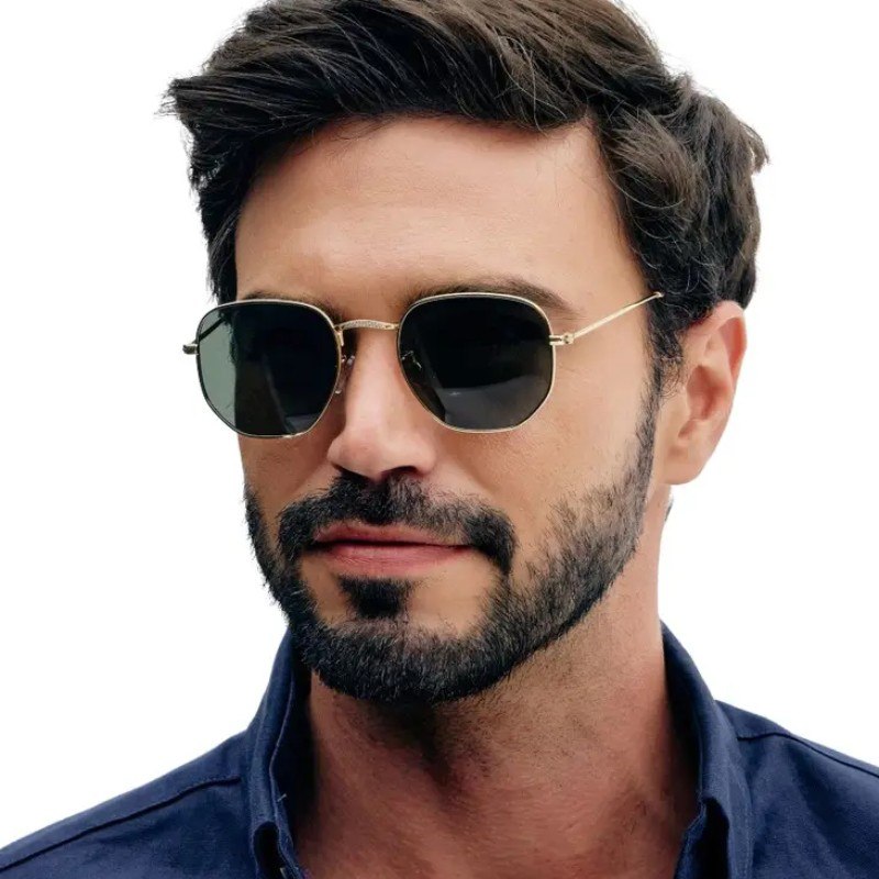 Óculos de Sol Saint Germain Dourado Harbor Aviador UV400 Lente Espelhada Preta