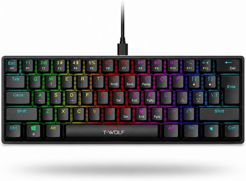 Teclado Gamer Mecânico RGB Switch Blue YH de Resposta Rápida, QWERTY