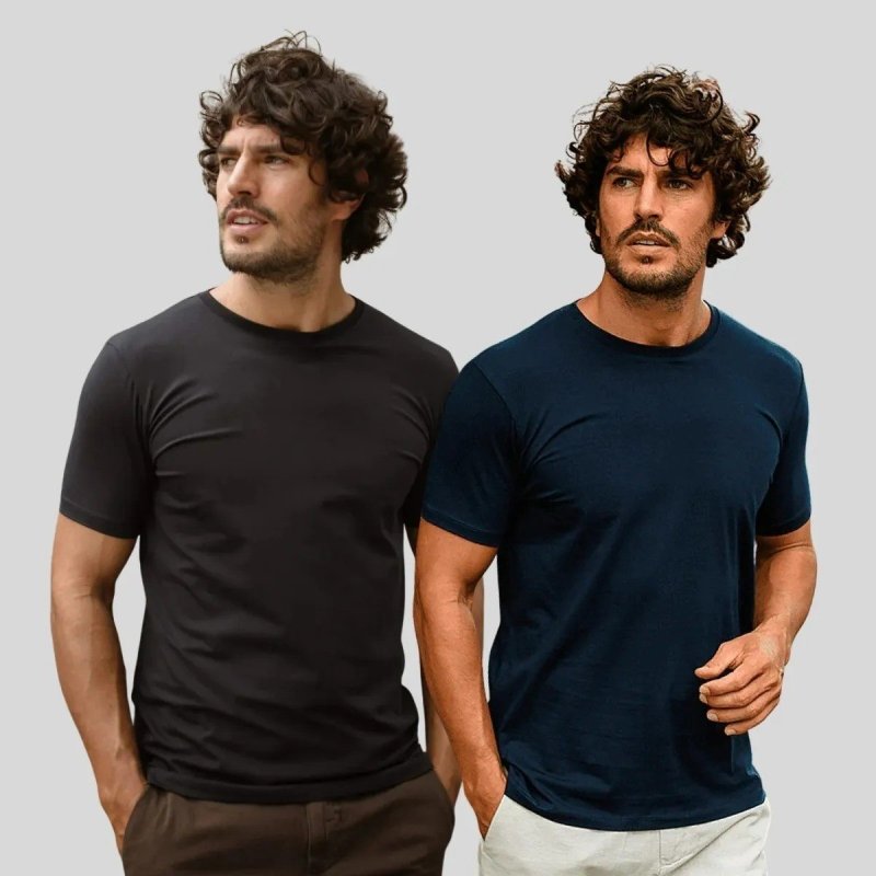 Kit 2 Camiseta Masculina Leve Básica Algodão Egípcio Vicenza