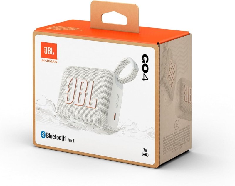 JBL, Caixa de Som, Go 4, Bluetooth, Portátil, Auracast, À Prova D'água e Poeira - Branca