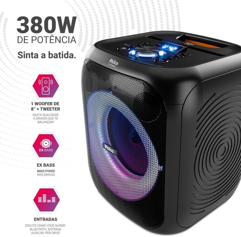 Philco PCX4800 380W - Caixa de Som Amplificada - Flash Lights