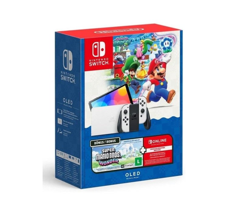 Bundle Nintendo Switch OLED + Super Mario Bros. Wonder + 3 Meses de Assinatura Nintendo Switch Online