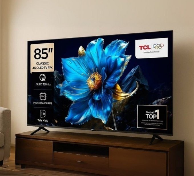 Smart Tv Tcl 85 Polegadas Qled 4k P7k Wifi Bluetooth Google Tv Hdr10+ Dolby Atmos Dolby Vision 85p7k