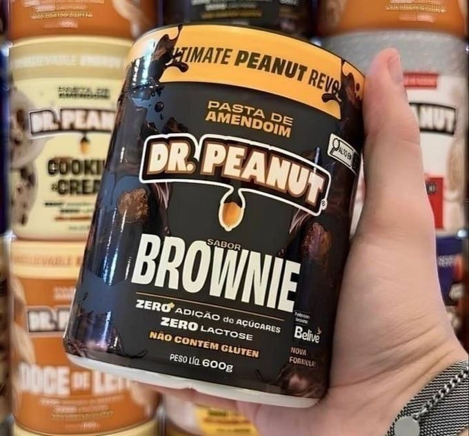 Pasta De Amendoim Com Whey Protein 600g Dr. Peanut Sabor Brownie