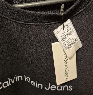 Moletom Calvin Klein Crewneck Light Front Logo Preto