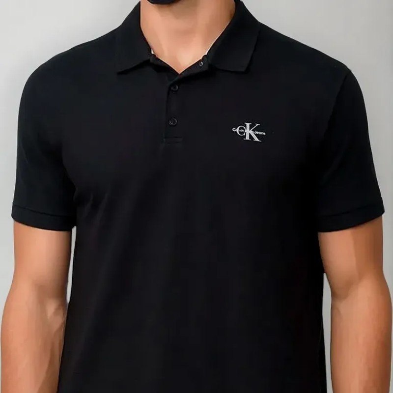 Polo Calvin Klein Jeans Piquet Regular Re Issue Preta