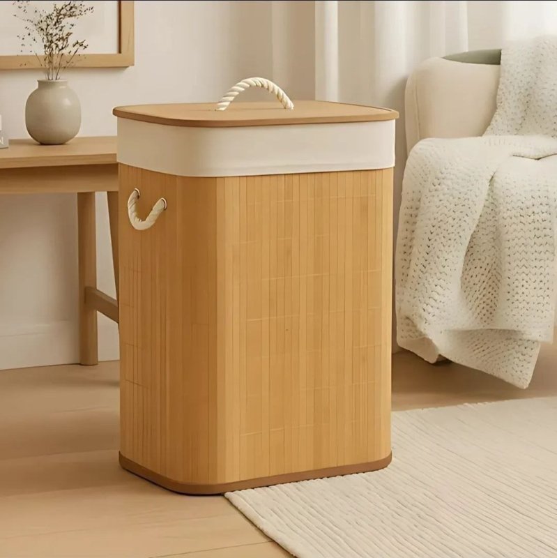 Cesto Roupa Suja Bambu Retangular 70l
