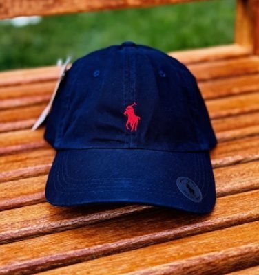 Boné Ralph Lauren Marinho Com Logo Vermelho