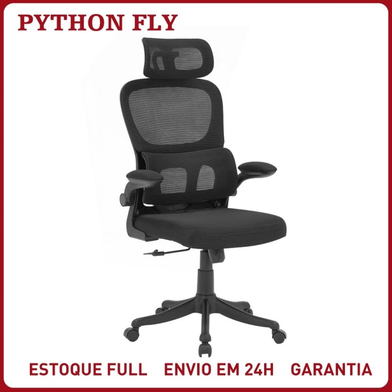Cadeira de Escritório Ergonômica Com Apoio Lombar e Apoio de Cabeça Cinza com estofado de mesh