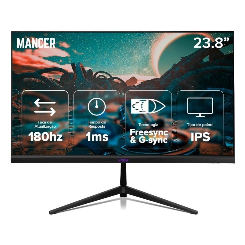 Monitor Gamer Mancer Valak Quad HD 24 Pol, Painel IPS, 180Hz, 1ms