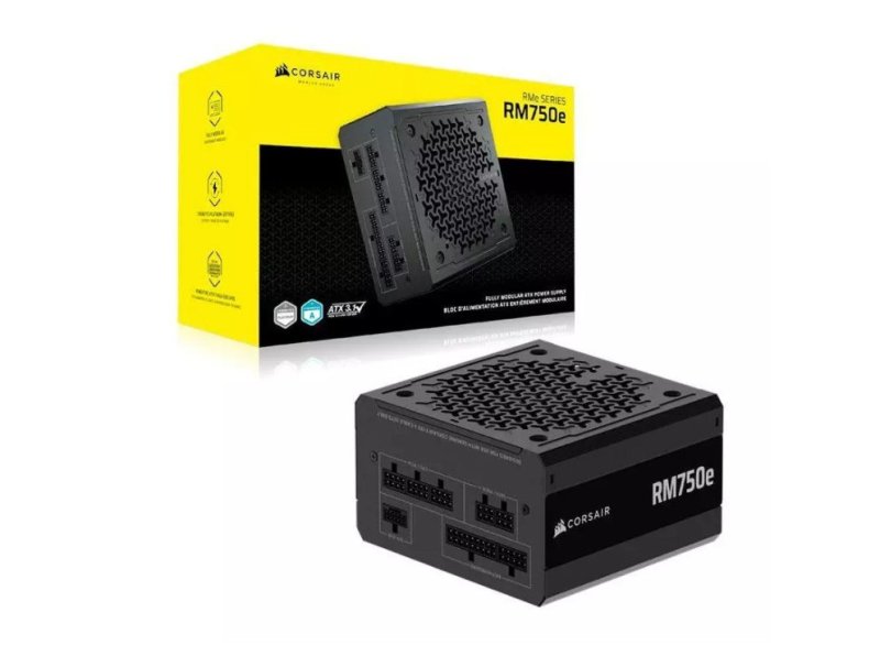 Fonte Corsair RM750e, 750W, Full-Modular, ATX 3.1, PCIe 5.1, Cybenetics Gold, Preto