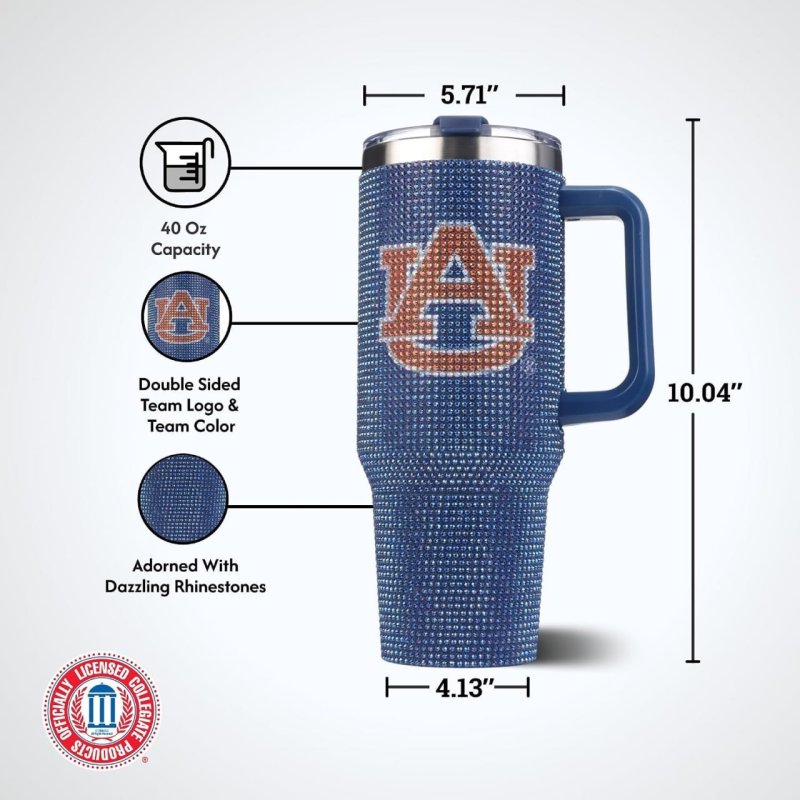 The Memory Company Copo licenciado NCAA 1,304.1 g TC Bling Game Day com logotipo vintage, Auburn University