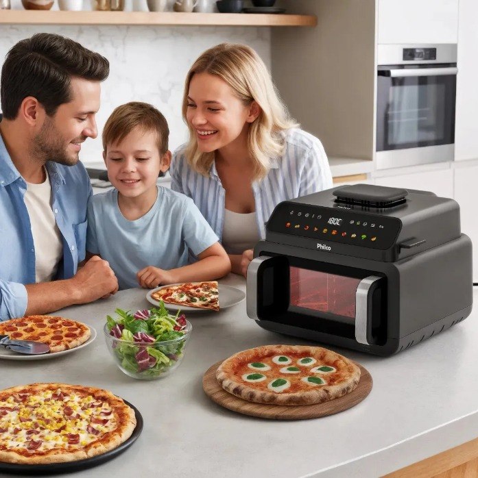 Fritadeira Air Fryer Philco Paf11c Preto Com Acabamento Em Inox + Frete Grátis