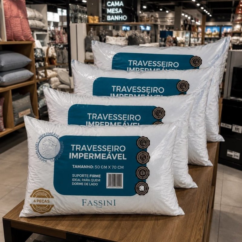 Kit com 4 Travesseiros Antialérgico 50x70 + Frete Grátis