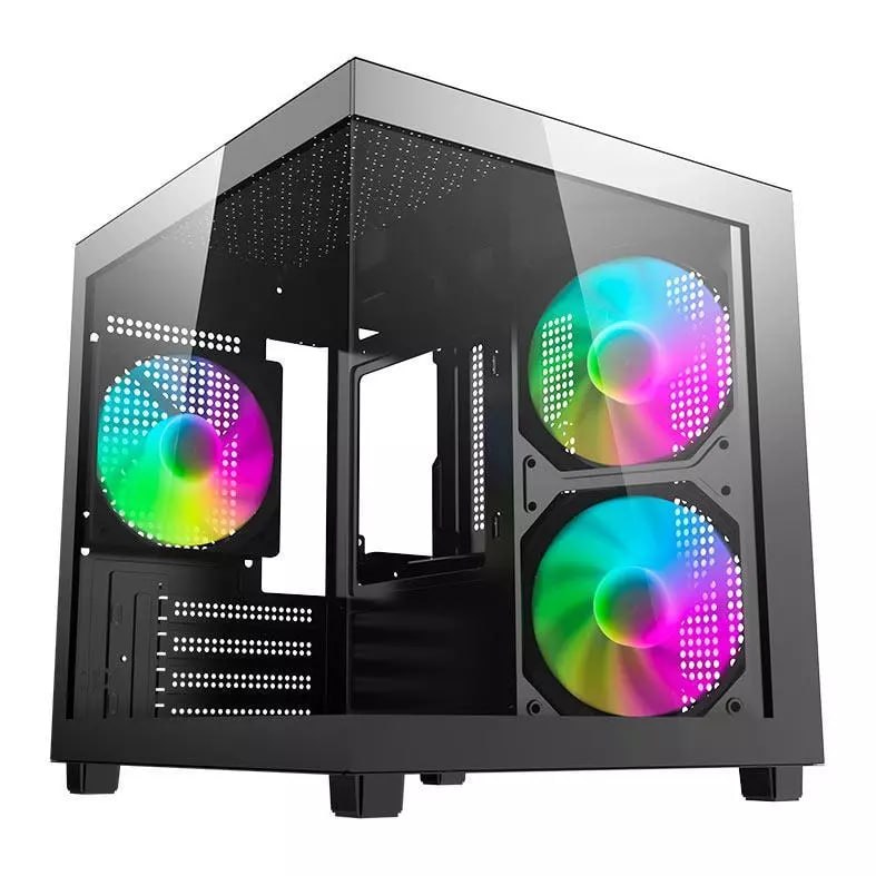 Gabinete Gamer Aquário Aigo Luna A275 Rainbow Mini-Tower Lateral/Vidro C/3 Fans