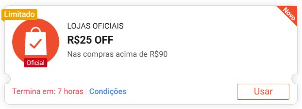 R$ 25 OFF em compras acima de R$ 90