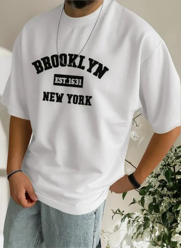 Camiseta Oversized Brooklyn Camisa Estilosa Casual Grande