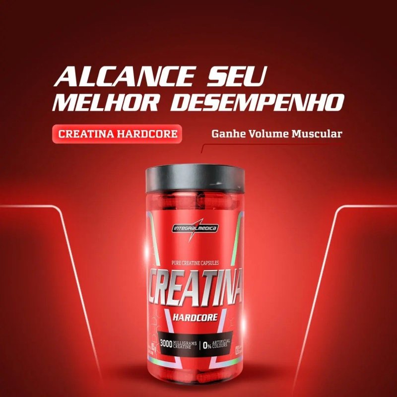 Creatina Hardcore 100% Pura 120 Capsulas Energia E Força - Integralmedica Sem Sabor