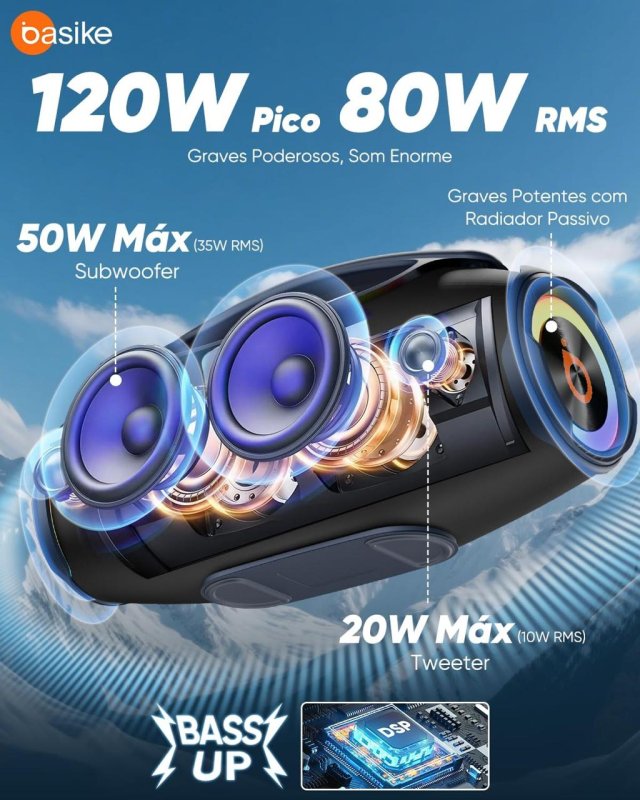 CAIXA DE SOM BASIKE 80W RMS