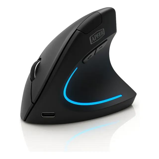 Mouse Vertical Ergonômico Sem Fio Recarregável Bluetooth e USB 2.4g