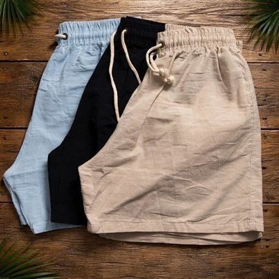 Kit 3 Shorts Masculino Bermuda Linho Verão Envio Imediato
