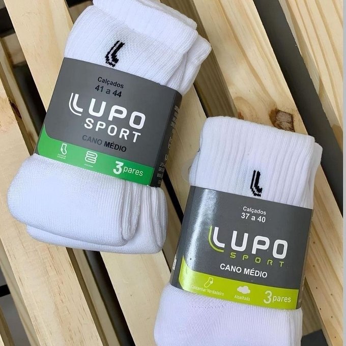 Kit com 6 Pares De Meias Lupo Cano Médio Algodão + Frete Grátis