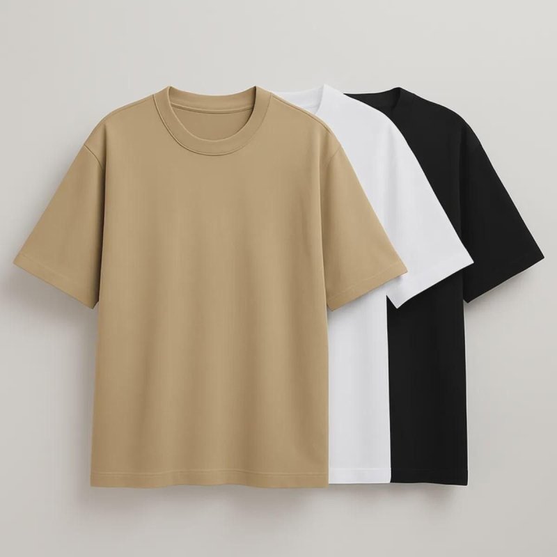 Kit 3 Oversized Masculina Stretwear Básica Lisa Premium