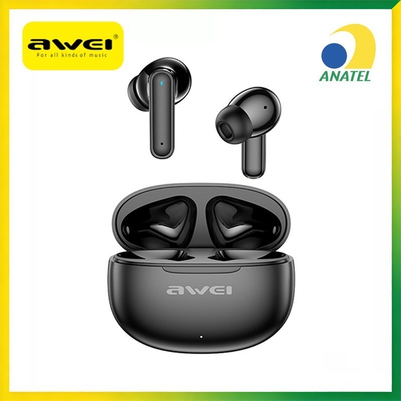 Fone de Ouvido Awei T71 Sem Fio Bluetooth V6.0 TWS com Controle por Toque Microfones