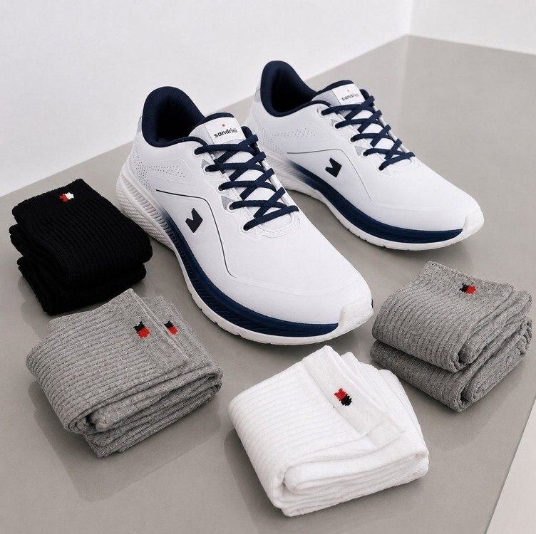 Kit Tênis Sandrini Aero Run Academia + 12 Pares Meia Soquete + Frete Grátis