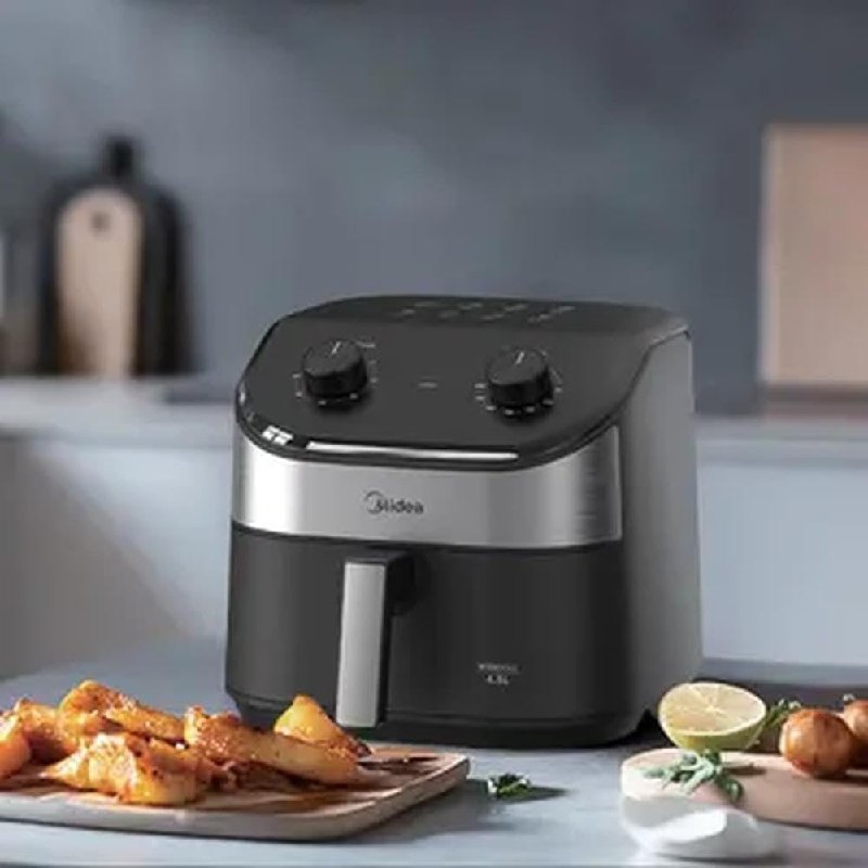 Midea Air Fryer 4,5L 1550W - Prato Antiaderente 80°C a 200°C