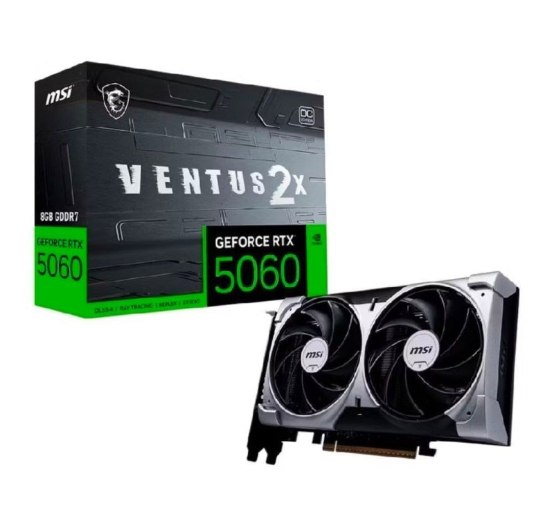 Placa de vídeo NVIDIA GeForce MSI RTX 5060 8GB VENTUS 2X OC Blackwell - 912-V537-017