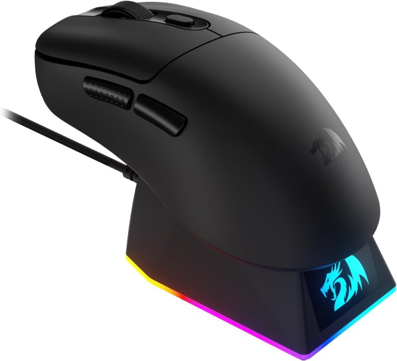 Mouse Gamer Redragon Ebony Standard Preto 24000 DPI com Dock de Carregamento Magnético Tri Mode