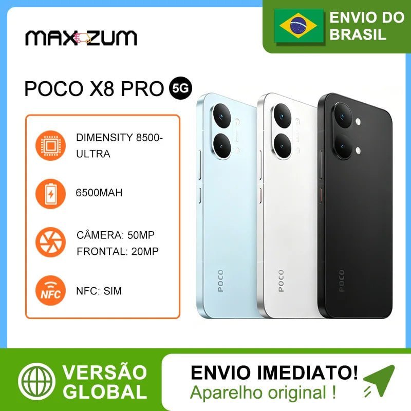 Celular Poco X8 Pro 5G 256/8 PRETO/BRANCO/AZUL