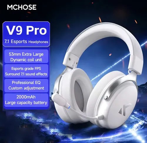 Headset MCHOSE V9 Pro Gaming Headset, Over-Ear Quad-Mode (White)