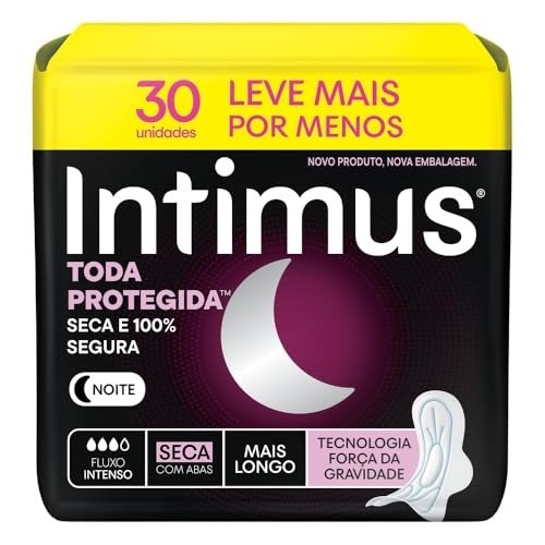 30 un. Absorvente Intimus Noturno Suave Com abas + Frete Grátis