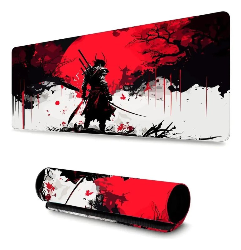 Mouse Pad Samurai 90x40cm Chinês Vermelho Premium Grande