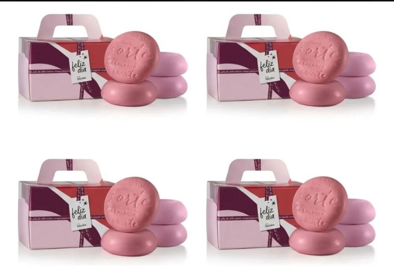 Kit 4 Caixas Com 4 Unidades Sabonetes Prosperidade 90g + 4 Sacolas Presente