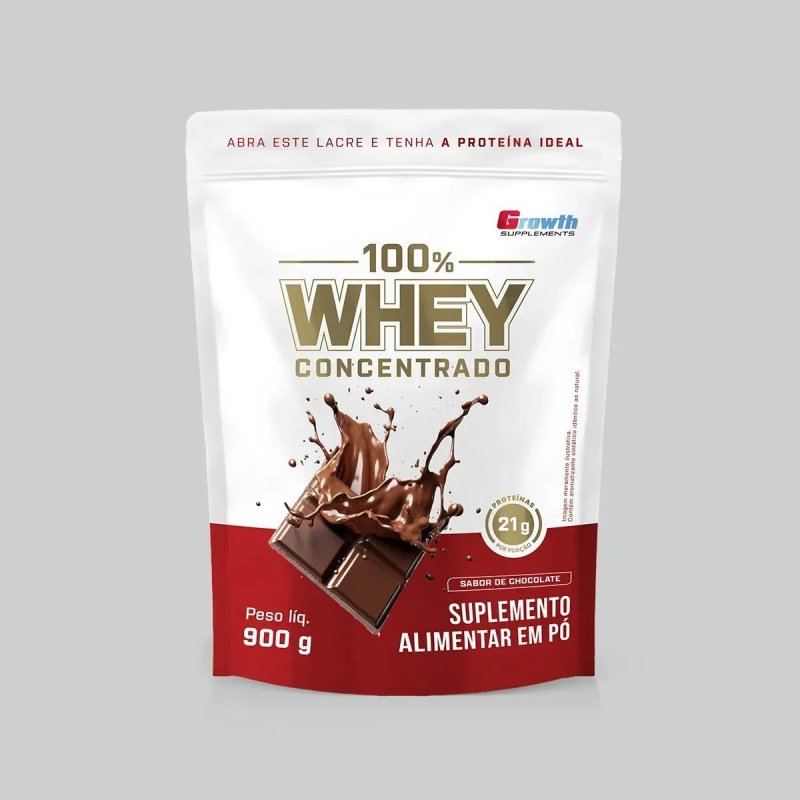 100% Whey Concentrado 900g Growth Supplements Chocolate