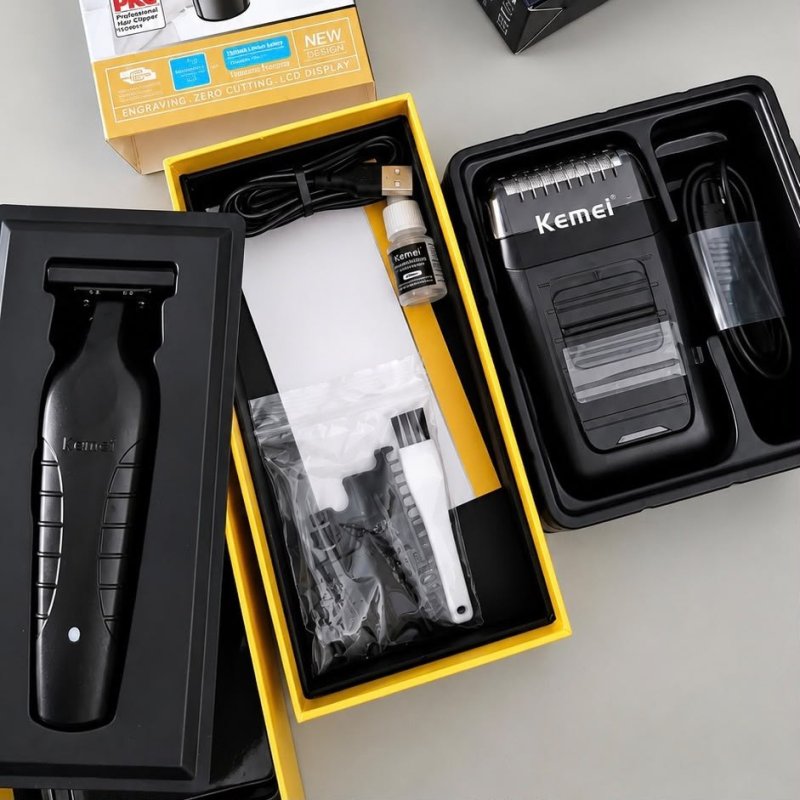 Kit Kemei Máquina de Corte KM-2299 e Acabamento KM-1102 Bivolt + Frete Grátis