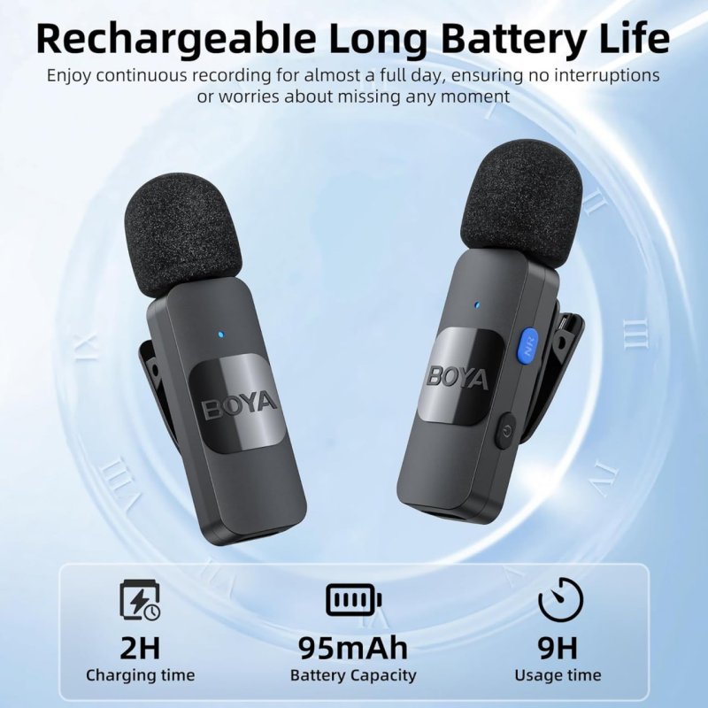 BOYA Microfone de lapela sem fio para smartphone Android USB C