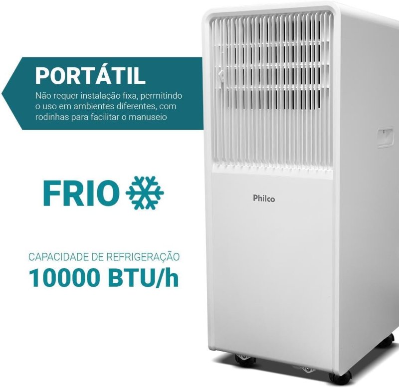 Philco Portátil 10000BTUs Frio PAC10FN - 127v - Ar-condicionado