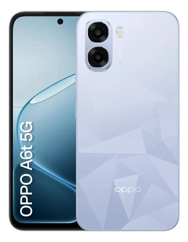 Oppo A6t 5G - 256GB 24GB RAM - Bateria 6500mAh - Tela 120Hz - Azul Cristal