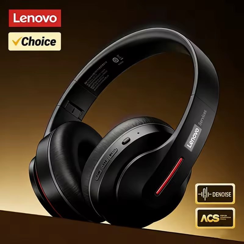 Lenovo LES-107 Headset Gamer Sem Fio Bluetooth 6.0, ENC, Modo Game, Over-Ear Dobrável, 26H de Bateria, USB-C