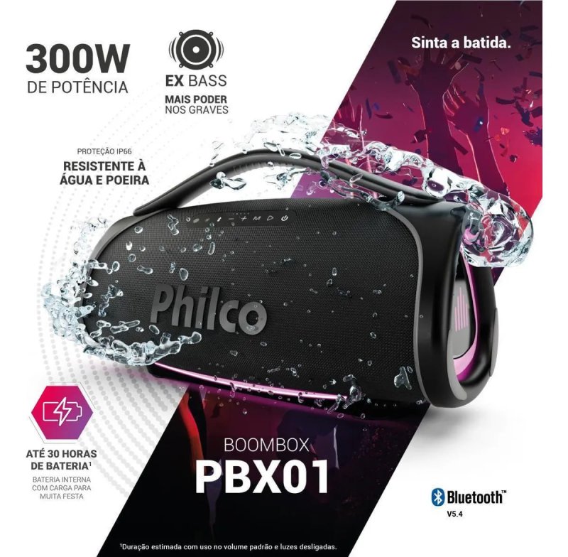 Philco Boombox Extreme Bluetooth 5.4 300W - Áudio Potente