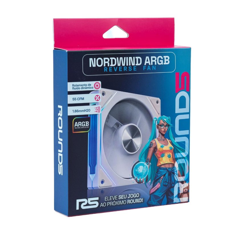 FAN ROUND5 NORDWIND PWM ARGB 120MM BOX (Reverse White)