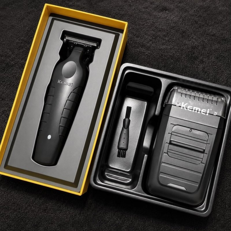 Kit Kemei Máquina de Corte KM-2299 e Acabamento KM-1102 Bivolt
