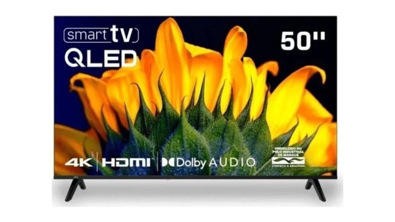 Televisão Smart Tv Hq 50 Qled, 4k Uhd, Dolby Audio, Wi-fi, Bluetooth, 3 Hdmi, 2 Usb, Netflix, Prime Video, Bivolt
