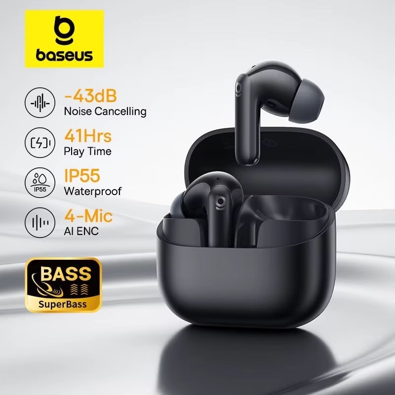 Baseus Bass EP10 NC Bluetooth 6.0 – Fone TWS com ANC -43dB